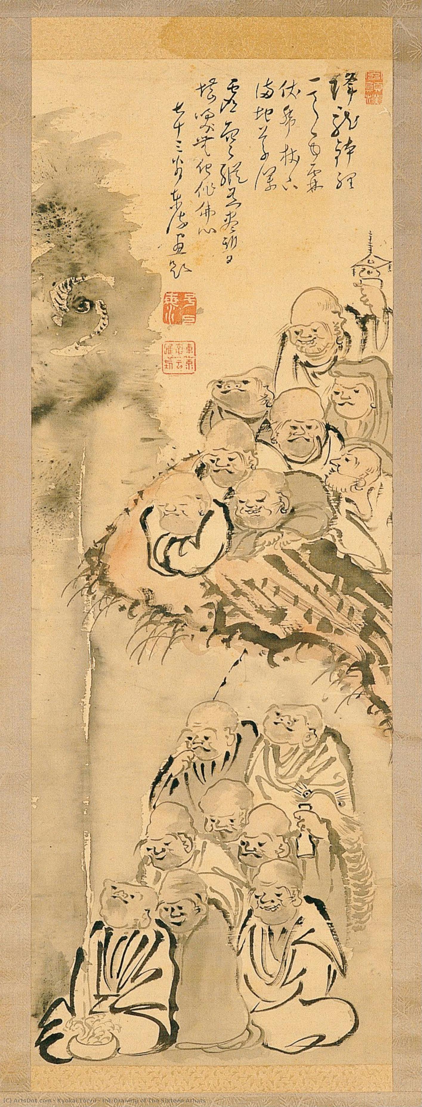 Ink Drawing Of The Sixteen Arhats — Kyokai Tōryū