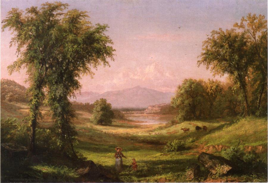 A New Hampshire Landscape, With Elma Mary Gove In The Foreground — Samuel Colman
