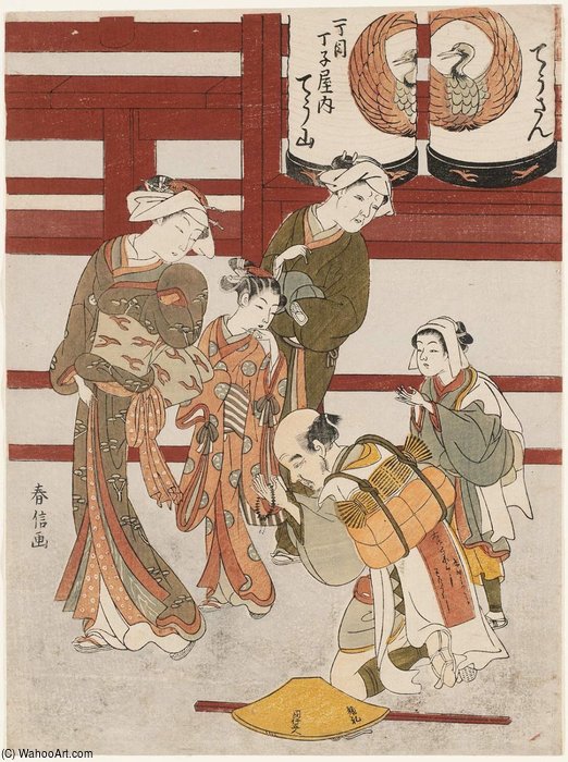 Pilgrims Bowing To Courtesan Chôzan Of The Chôjiya — Suzuki Harunobu