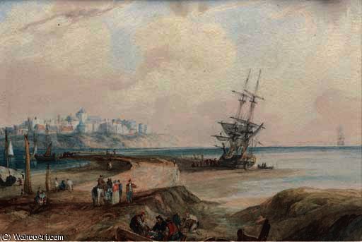 Unloading The Catch At Low Tide On The French Coast — Samuel Owen