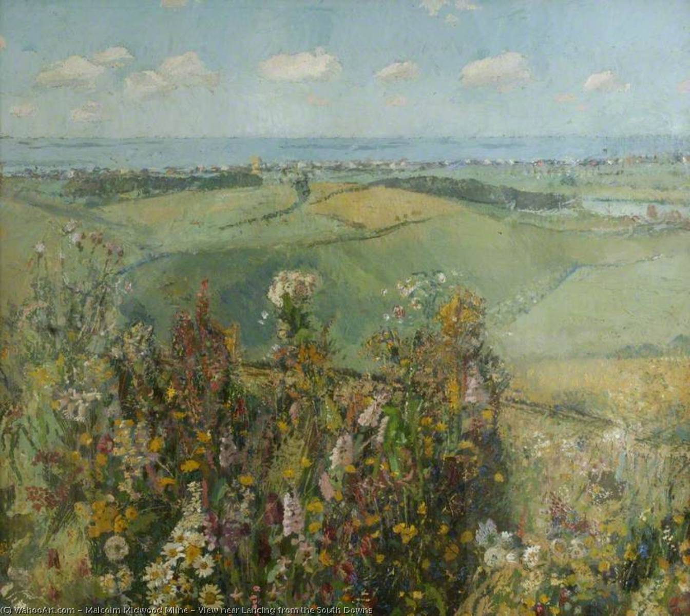 View Near Lancing From The South Downs — Malcolm Midwood Milne
