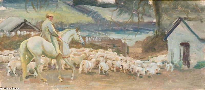 Bringing Home The Sheep, Withypool, Exmoor - — Sir Alfred James Munnings