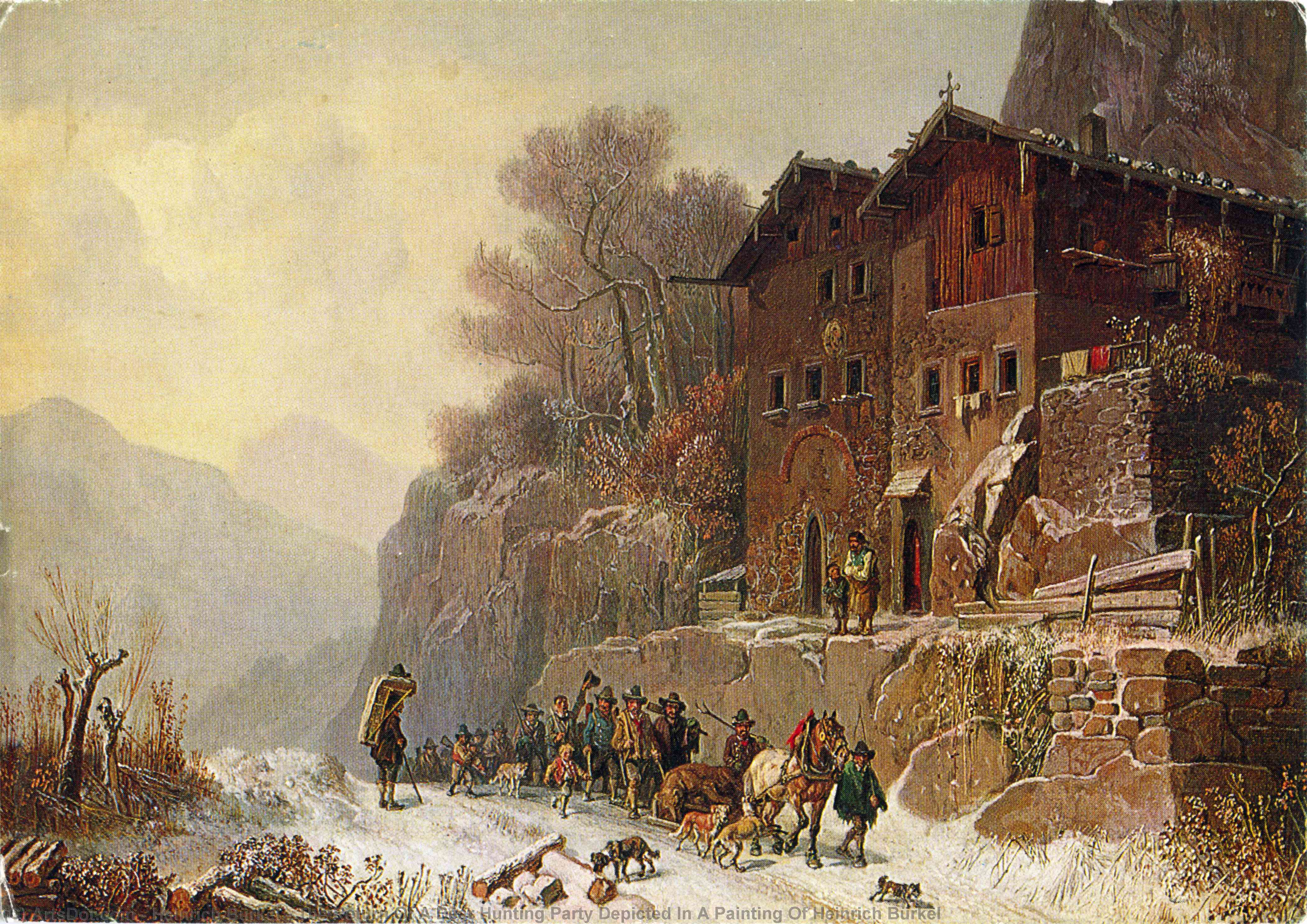 The Return Of A Bear Hunting Party Depicted In A Painting Of Heinrich Bürkel — Heinrich Bürkel