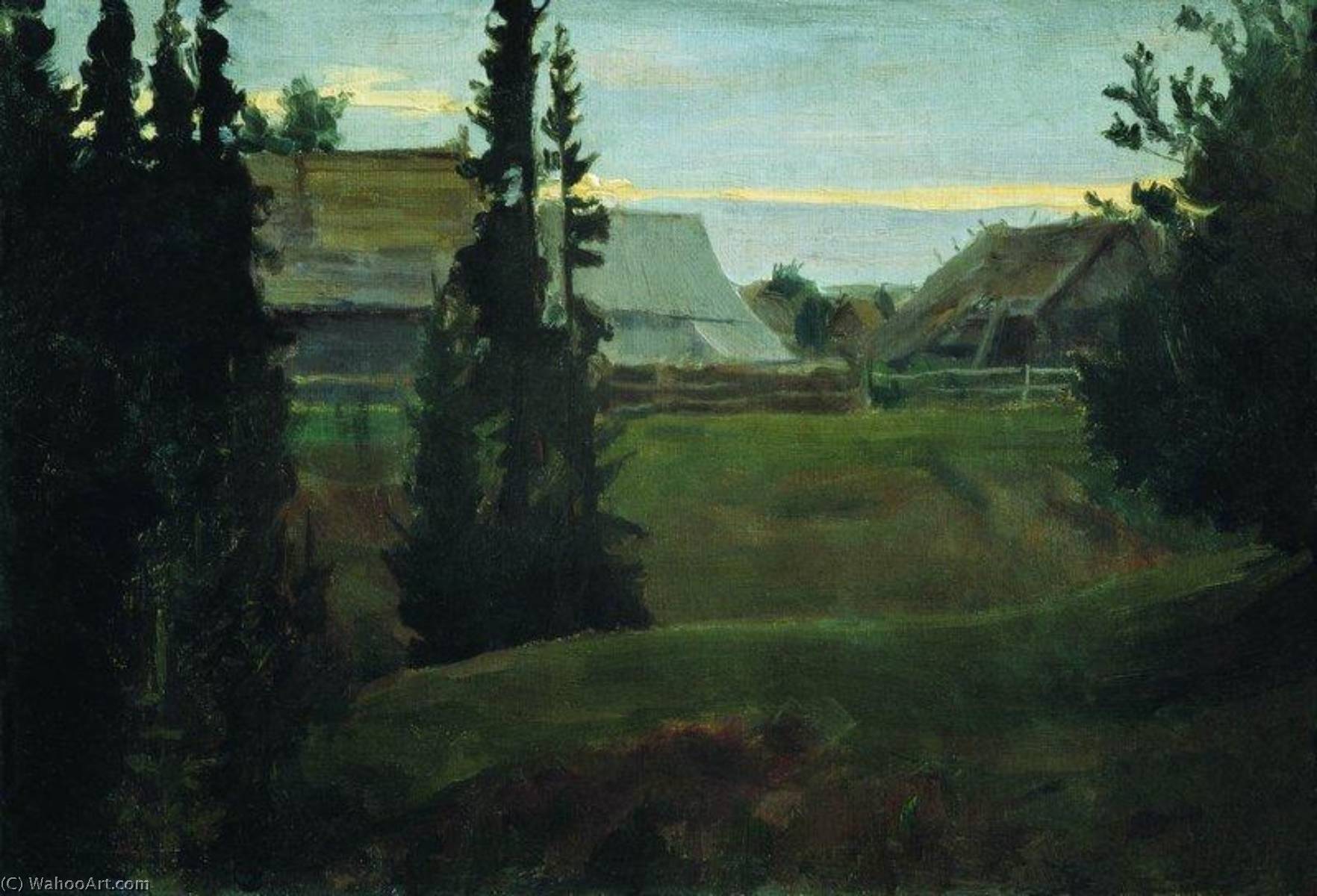 Maurino Village Near Kostroma — Boris Mikhailovich Kustodiev