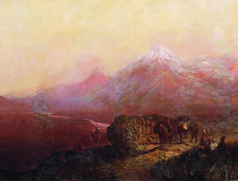 A Mountain Landscape With Horses — Ilya Nikolaevich Zankovsky
