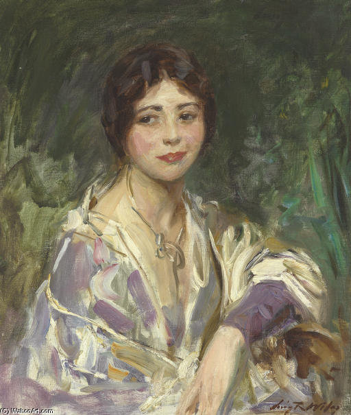 Woman In Purple And White — Irving Ramsey Wiles