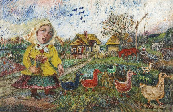 Peasant With Chickens — David Davidovich Burliuk