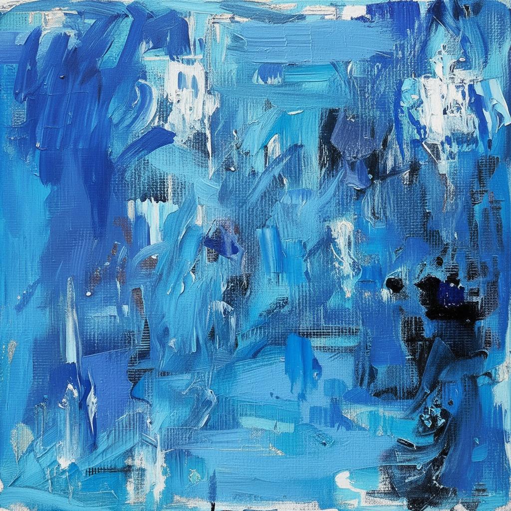Ephemeral Azure Tides: A Singular Study In Cerulean Impasto And Fragmented Light — Christian Noiret