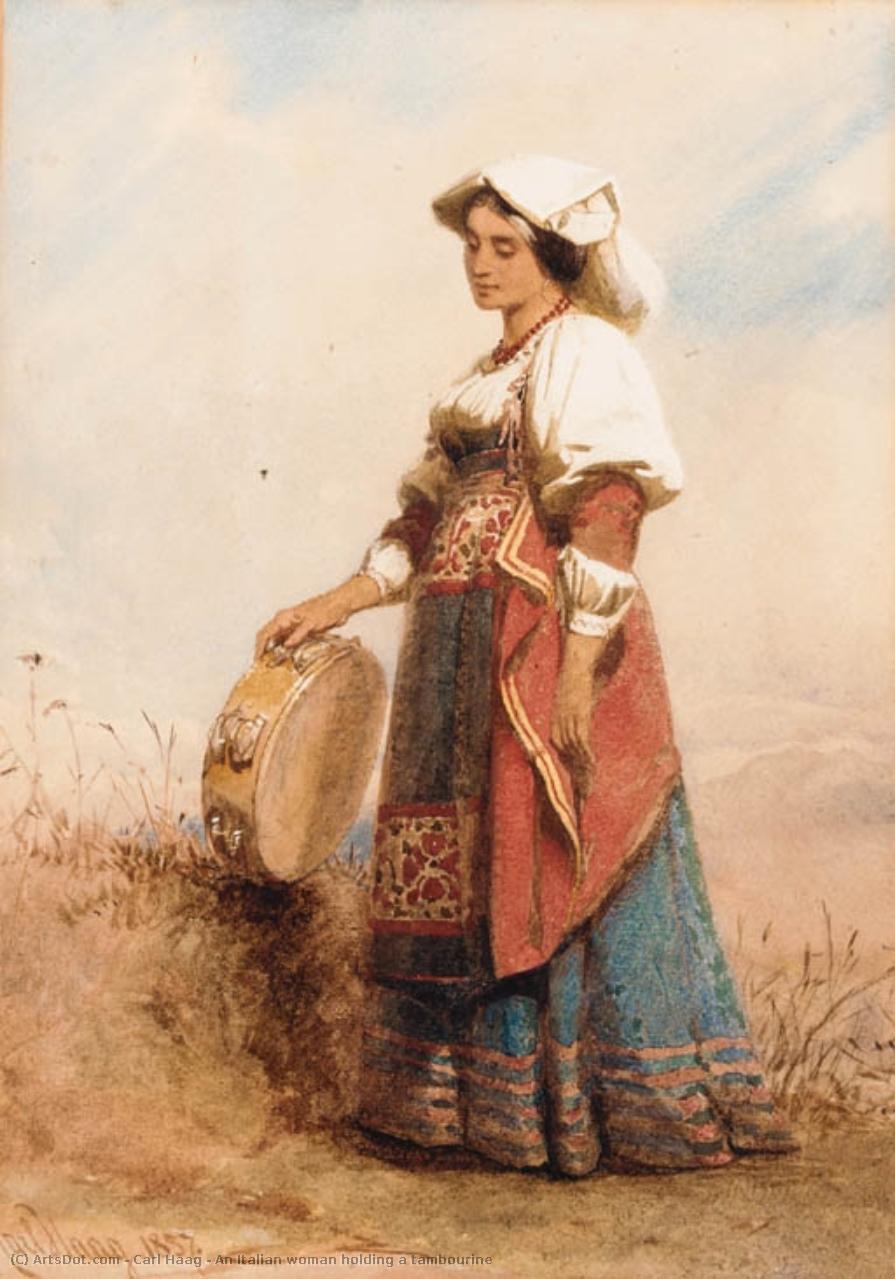 An Italian Woman Holding A Tambourine — Carl Haag