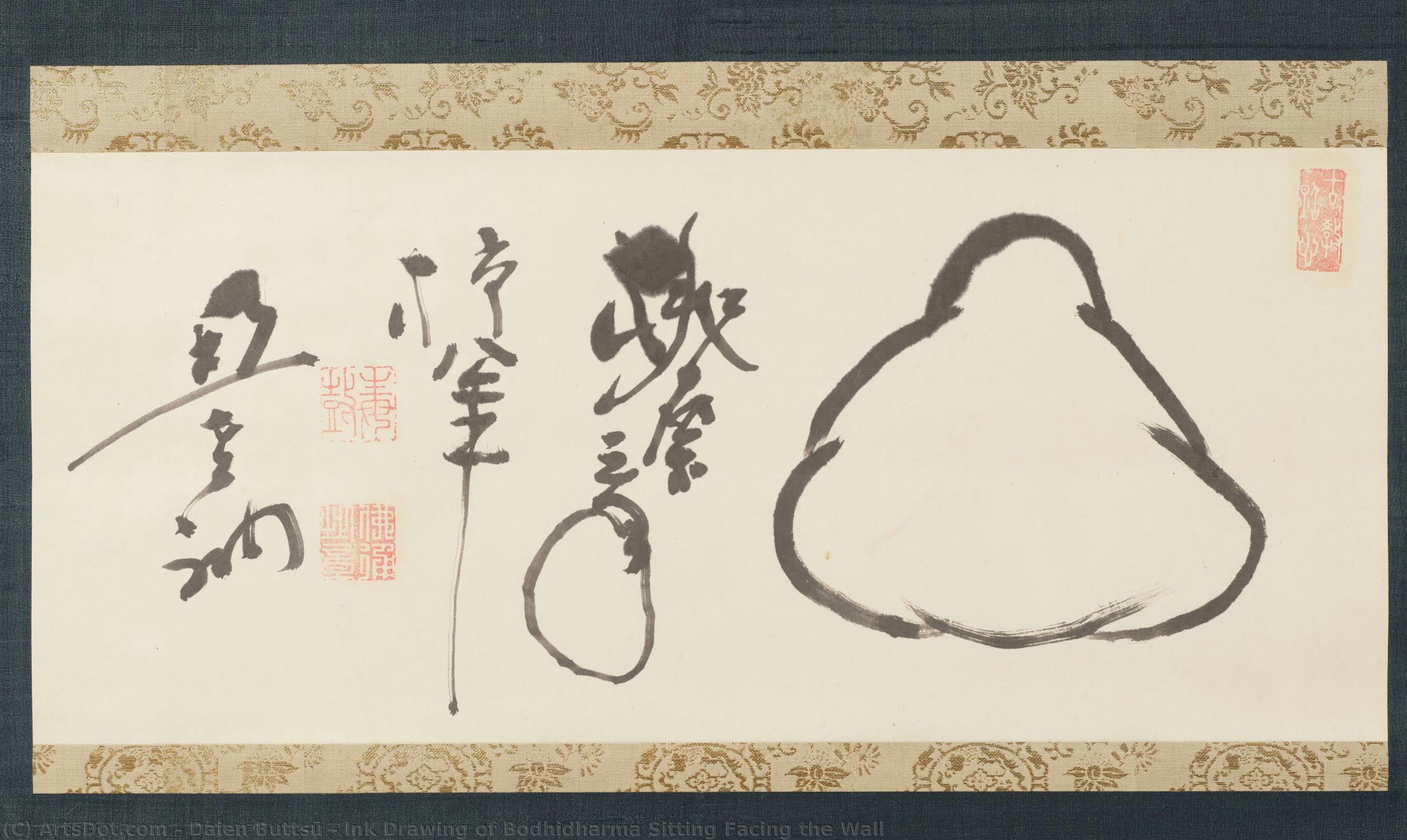 Ink Drawing Of Bodhidharma Sitting Facing The Wall — Daien Buttsū