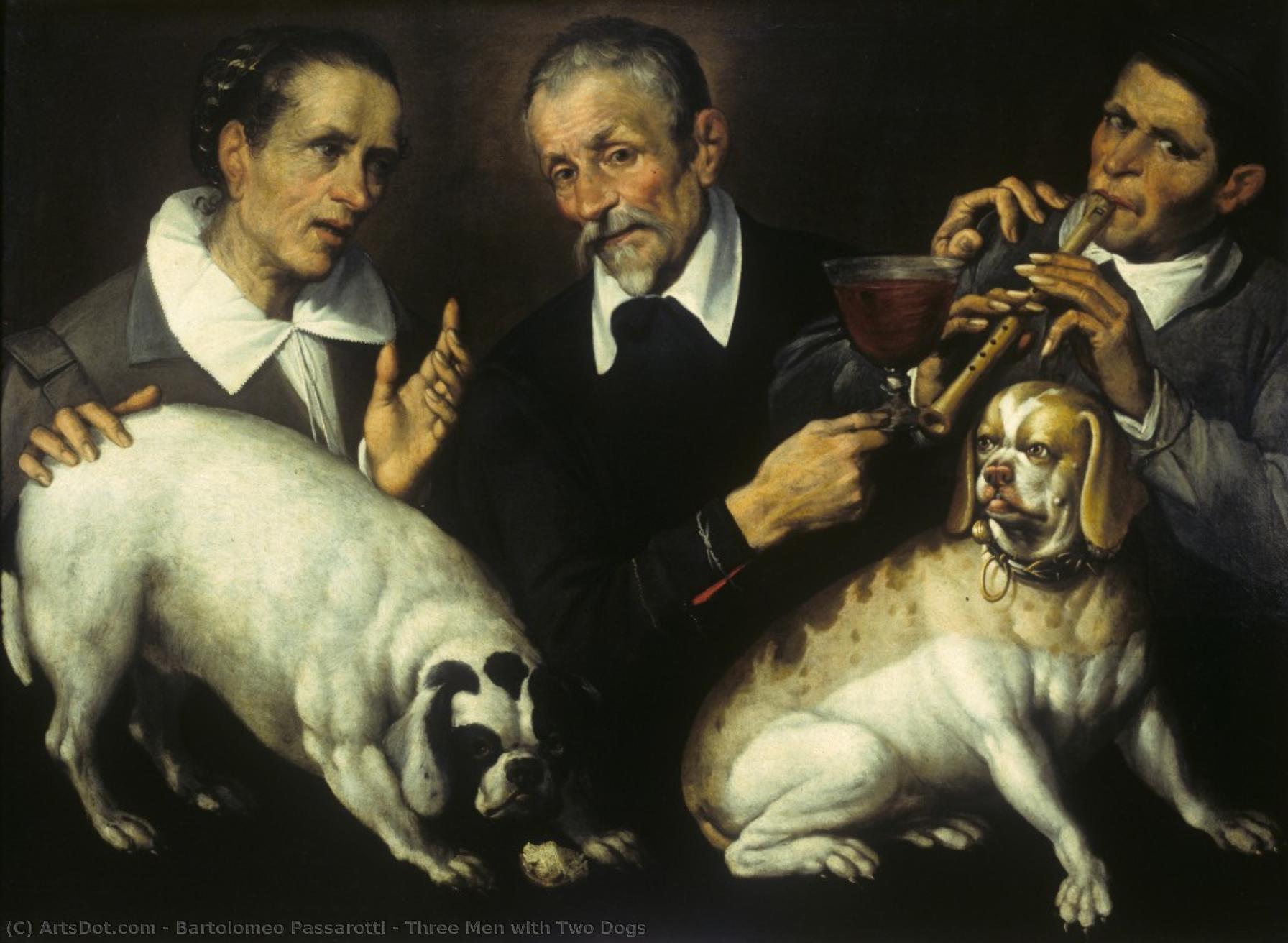 Three Men With Two Dogs — Bartolomeo Passerotti