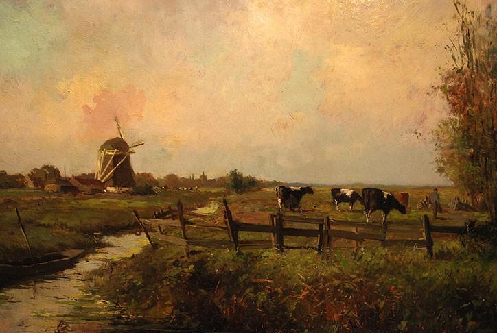 Landscape: Farm With Cows — Adrianus Johannes Groenewegen