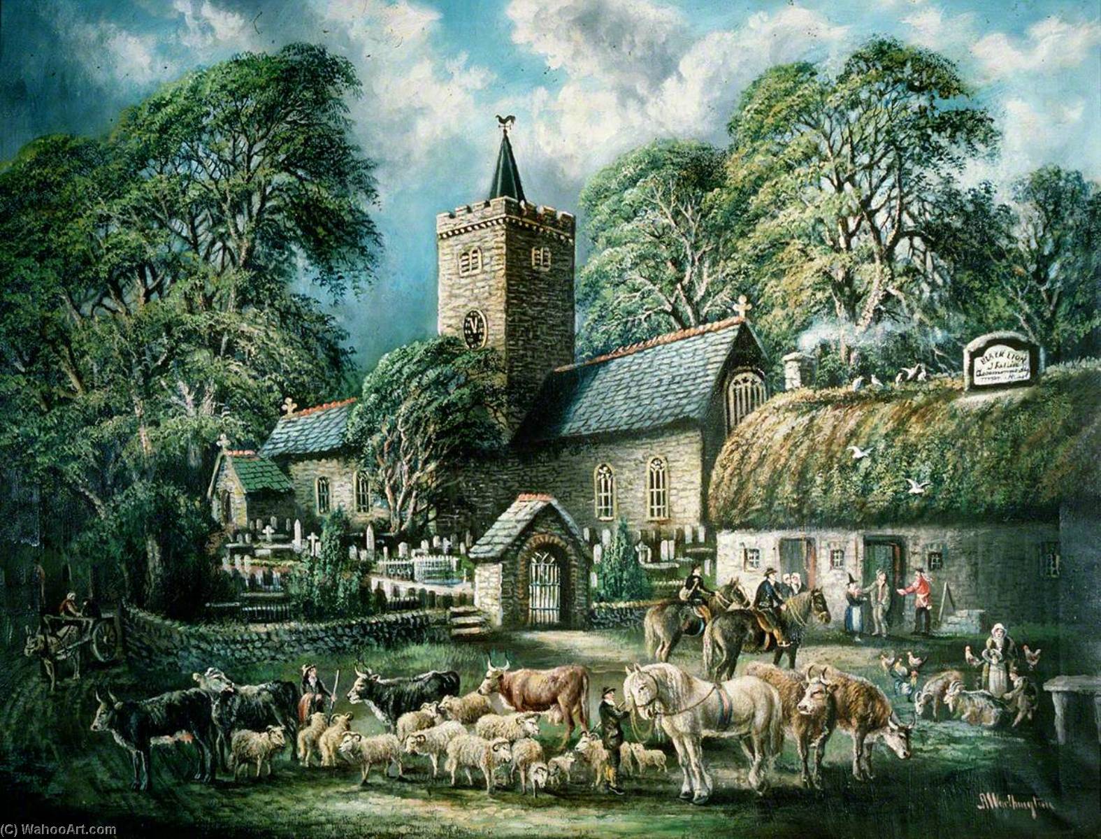 Church And Inn, Llanbadarn Fawr — アルフレッド・ワースントン