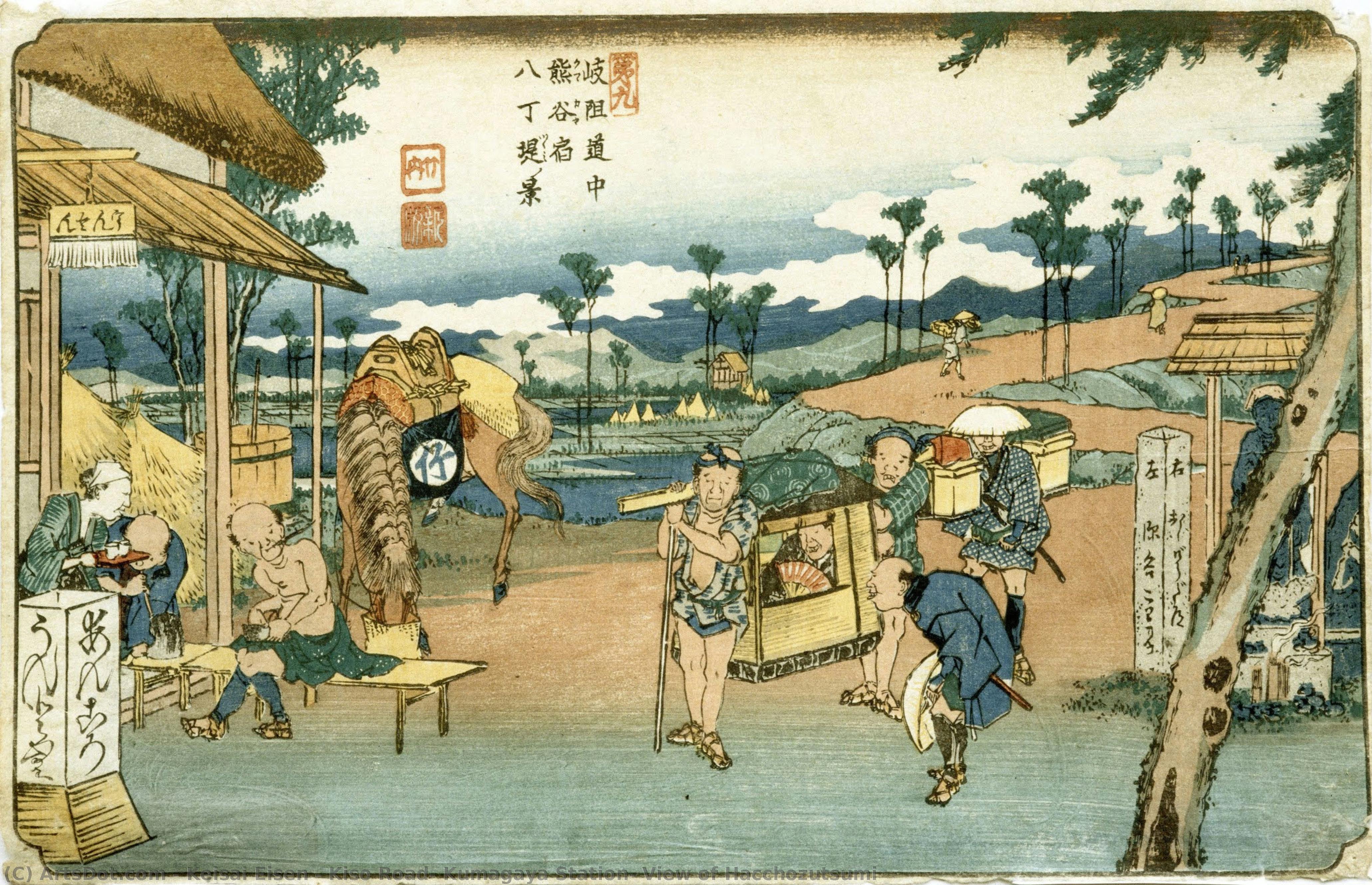 Kiso Road, Kumagaya Station, View Of Hacchozutsumi — Keisai Eisen