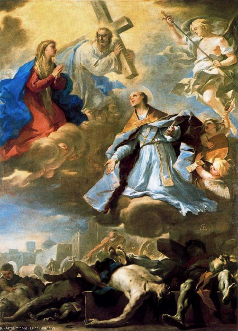 San Gennaro Intercedes With The Virgin, Christ And God The Father Of The Plague Of 1656 — Luca Giordano