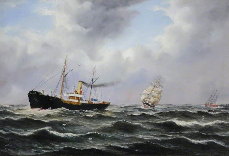 Pilot Steamer 'rescue', Sailing Barque And Cutter 'elbe 1' — Reuben Chappell