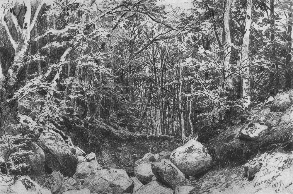 On The Mountain Castel Near Alushta — Ivan Ivanovich Shishkin