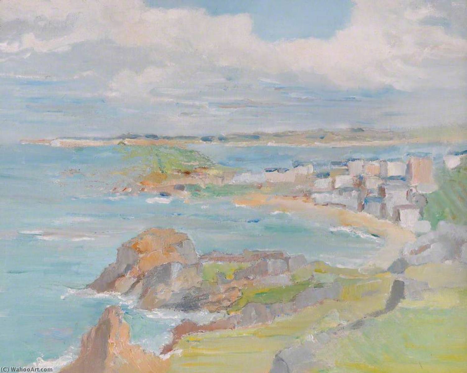 Coastal Village And Landscape — Margaret Sidney Davies