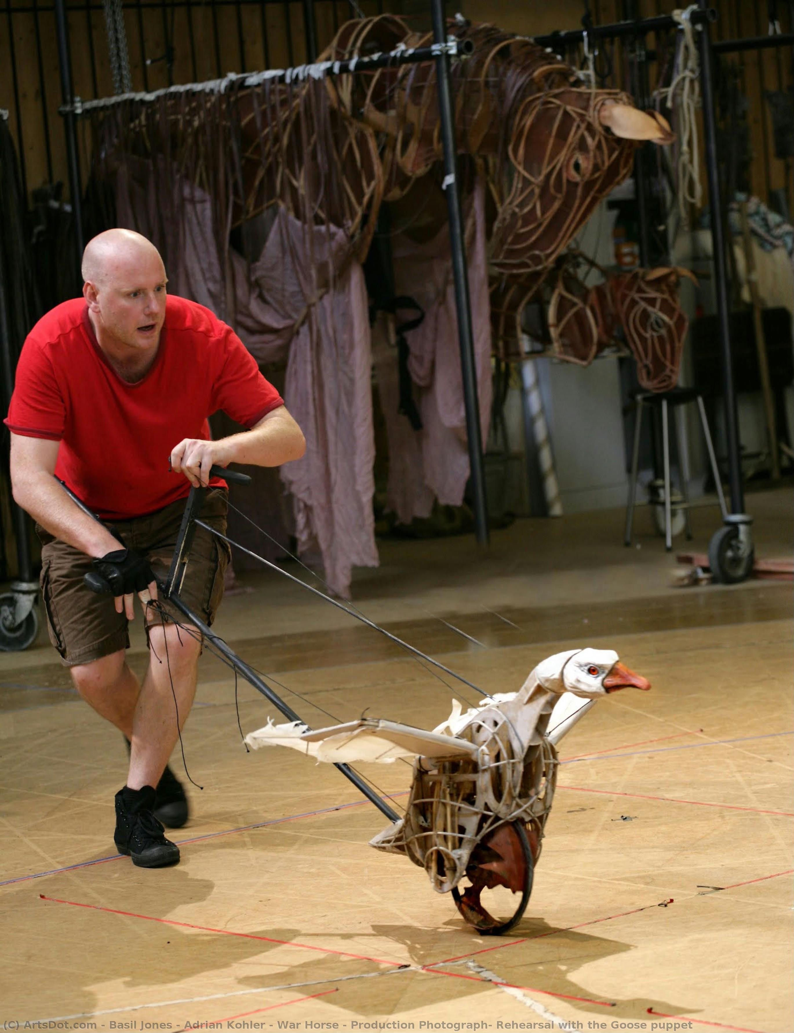 War Horse - Production Photograph: Rehearsal With The Goose Puppet — Basil Jones & Adrian Kohler