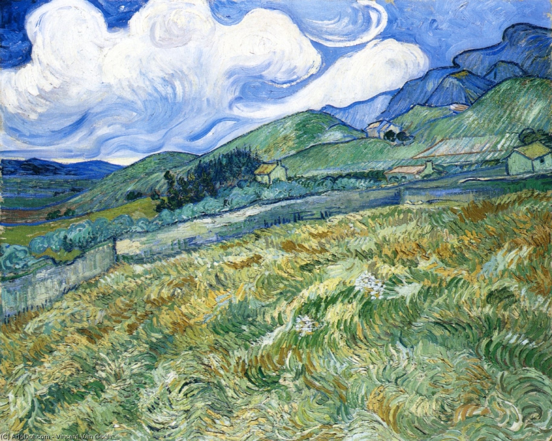 Wheatfield With Mountains In The Background — Vincent Van Gog
