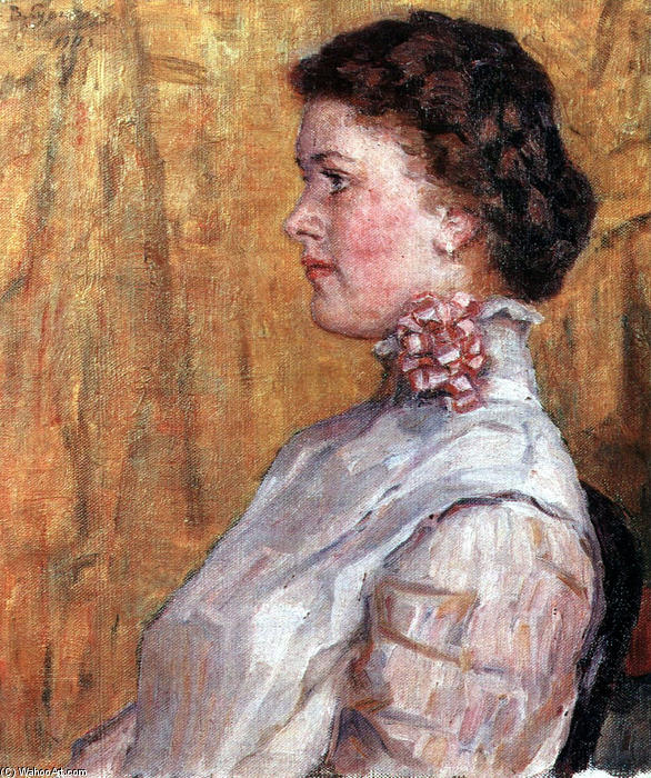 Portrait Of Woman With Yellow Background — Vasily Ivanovich Surikov