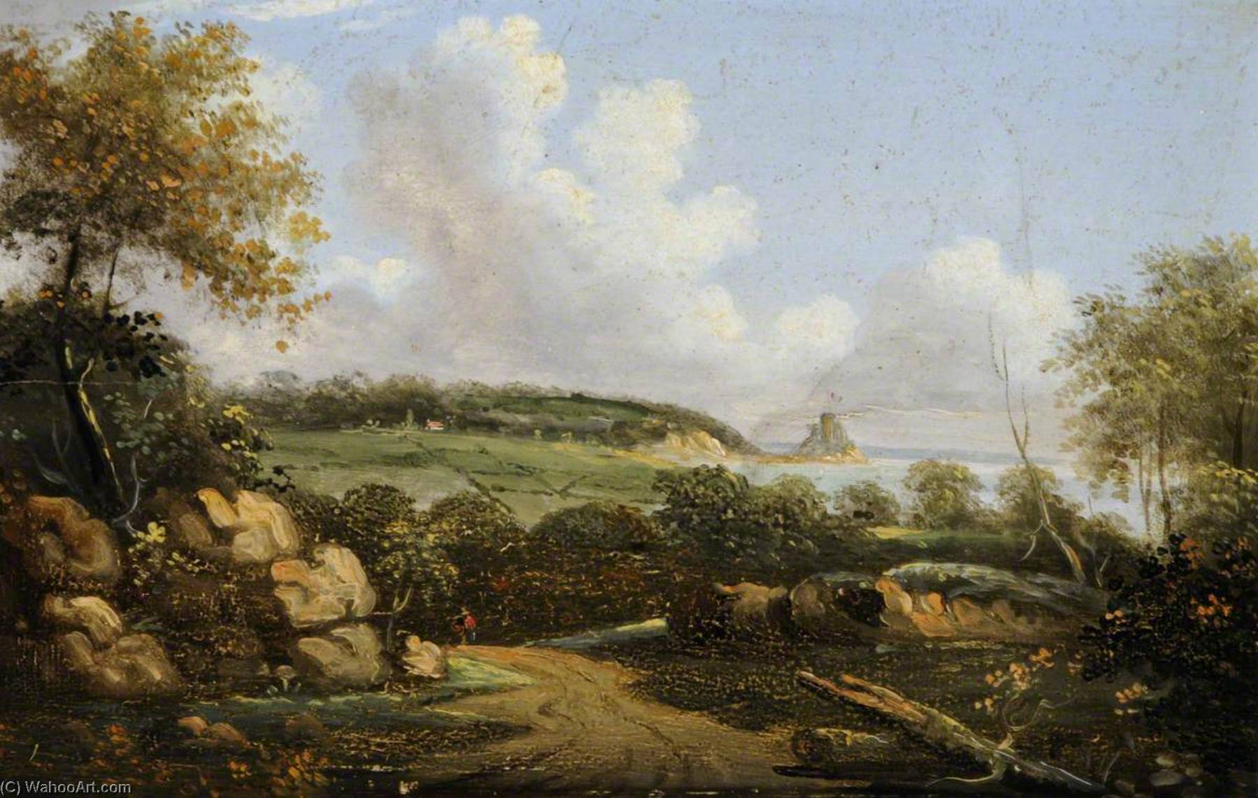 Landscape And Sea View Looking Towards Gorey Castle — John Tobias Young