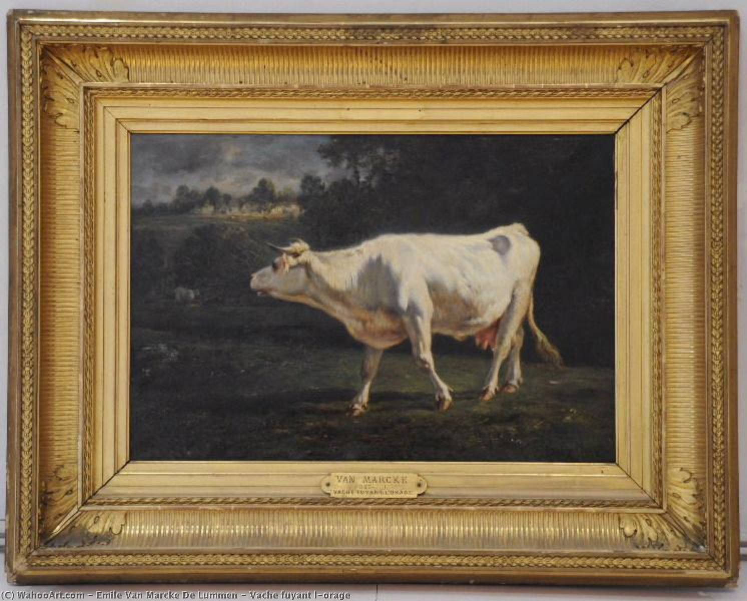 Vache Fuyant L'orage — Émile Van Marcke De Lummen