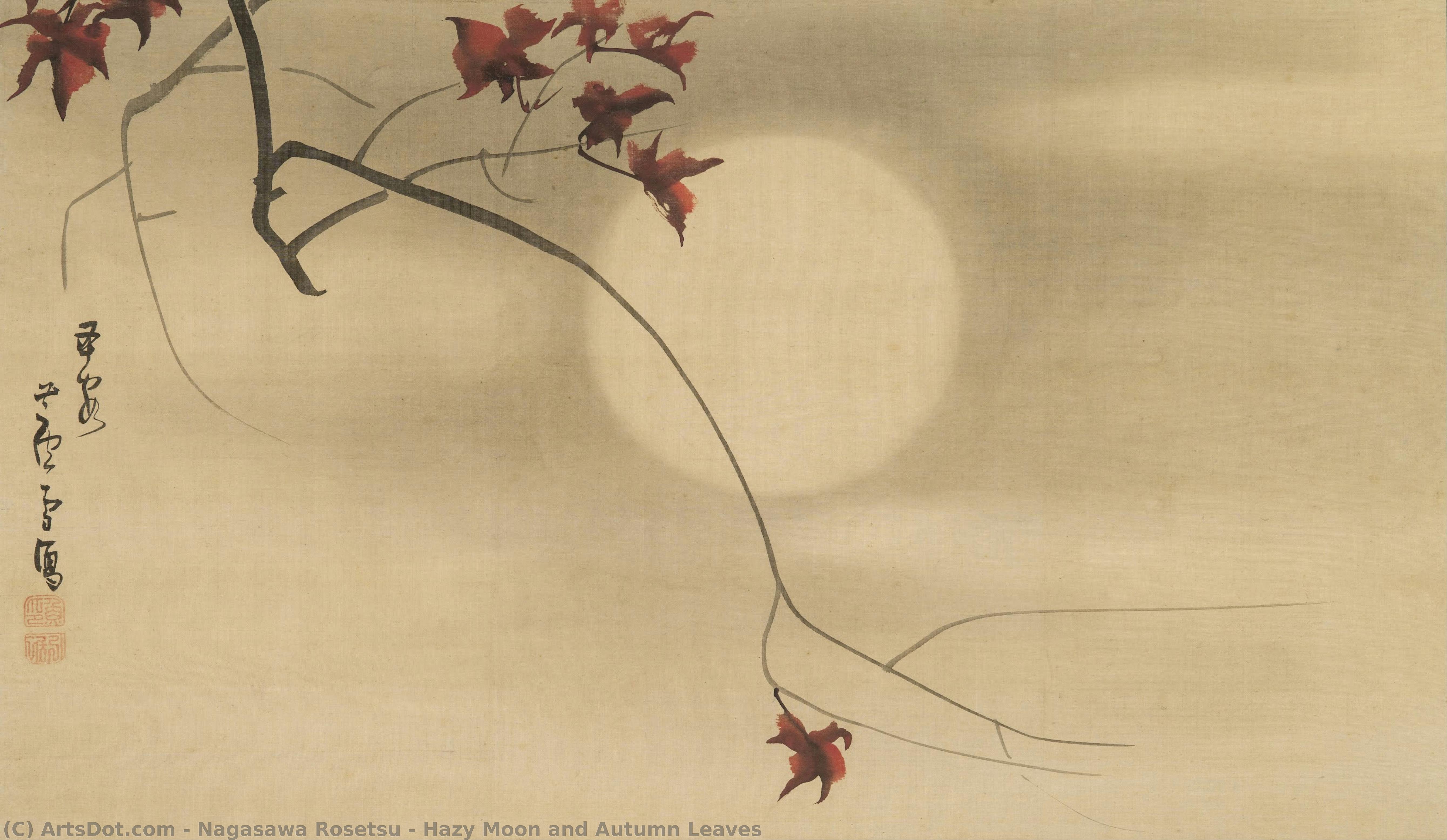 Hazy Moon And Autumn Leaves — Нагасава Россэцу