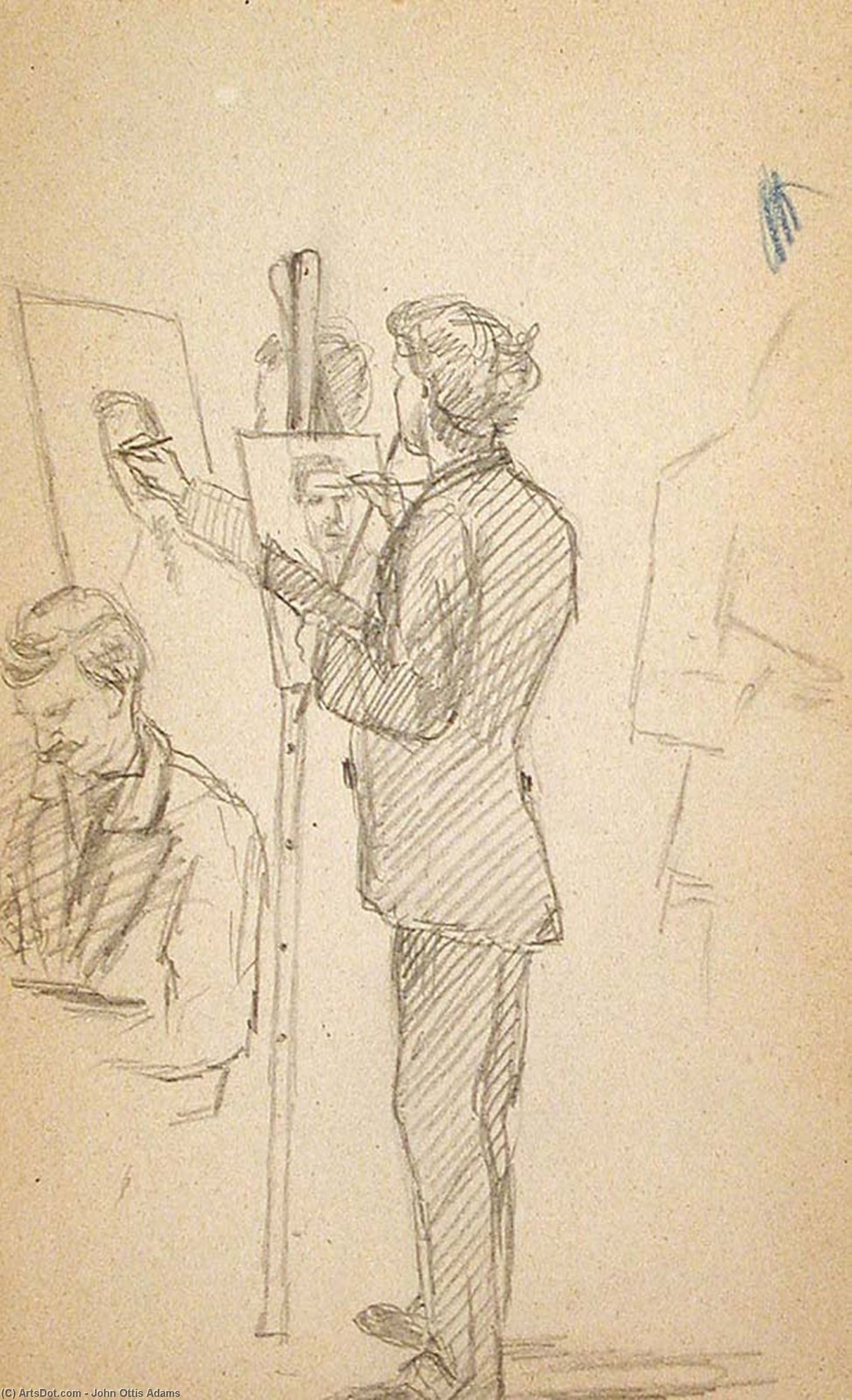 Art Students Drawing At Easels — John Ottis Adams