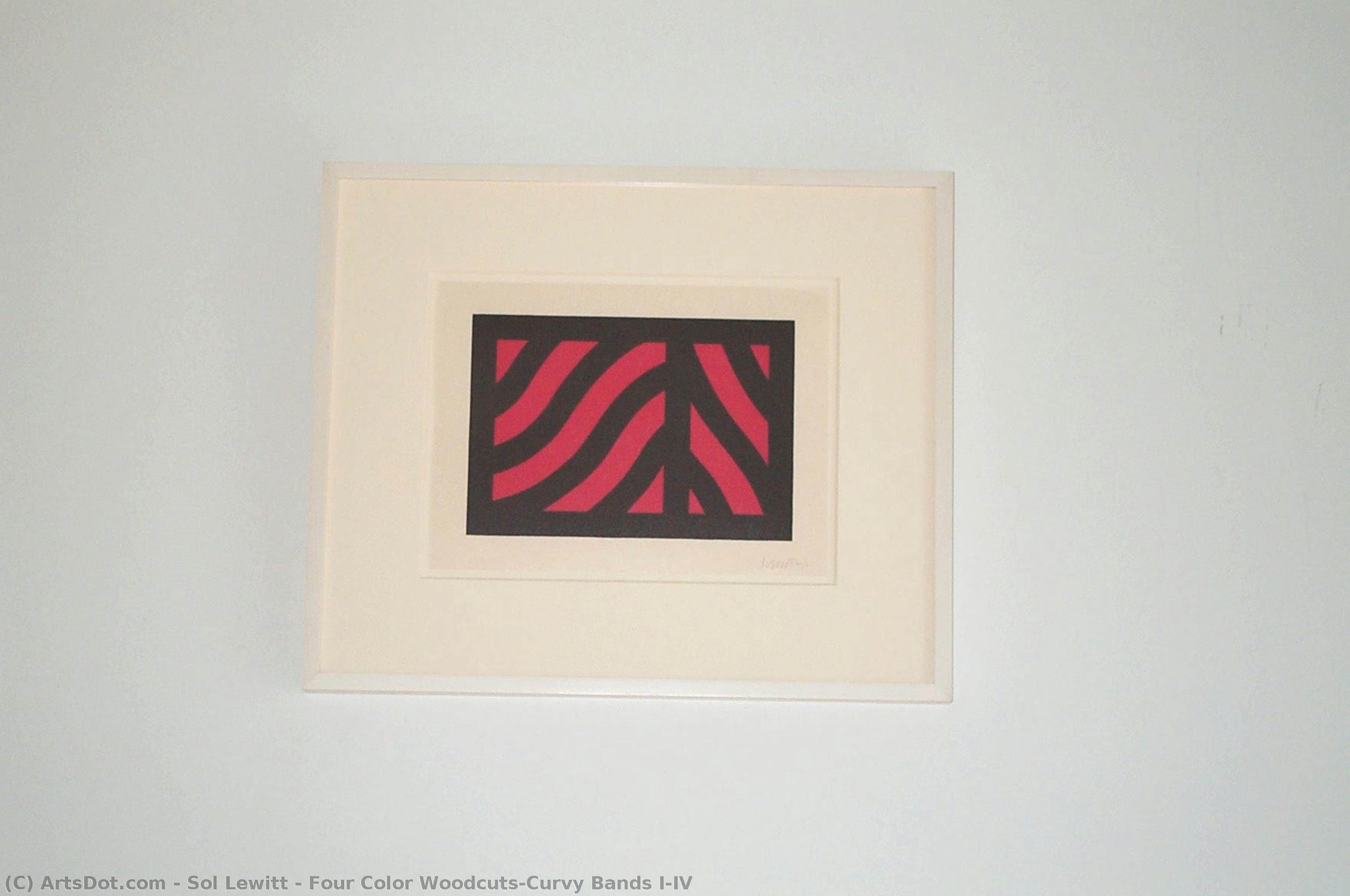 Four Color Woodcuts-curvy Bands I-iv — Solomon Lewitt