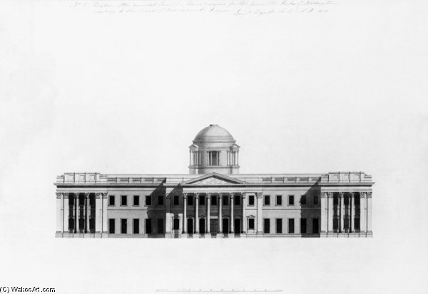Elevation Of Principal Front Of A House, — Benjamin Dean Wyatt