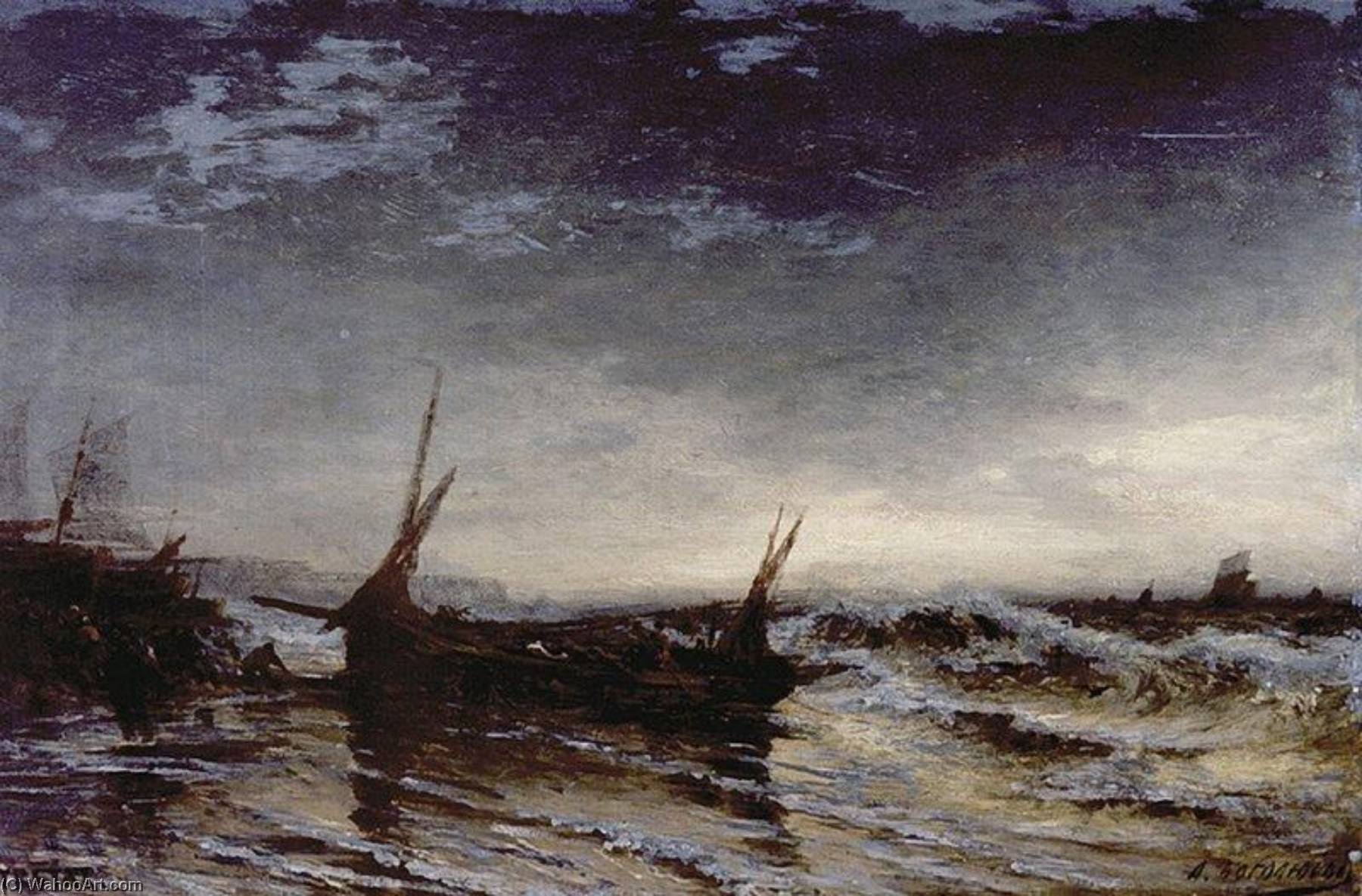 Fishing Boat, Etretat — Alexei Petrovich Bogoliubov
