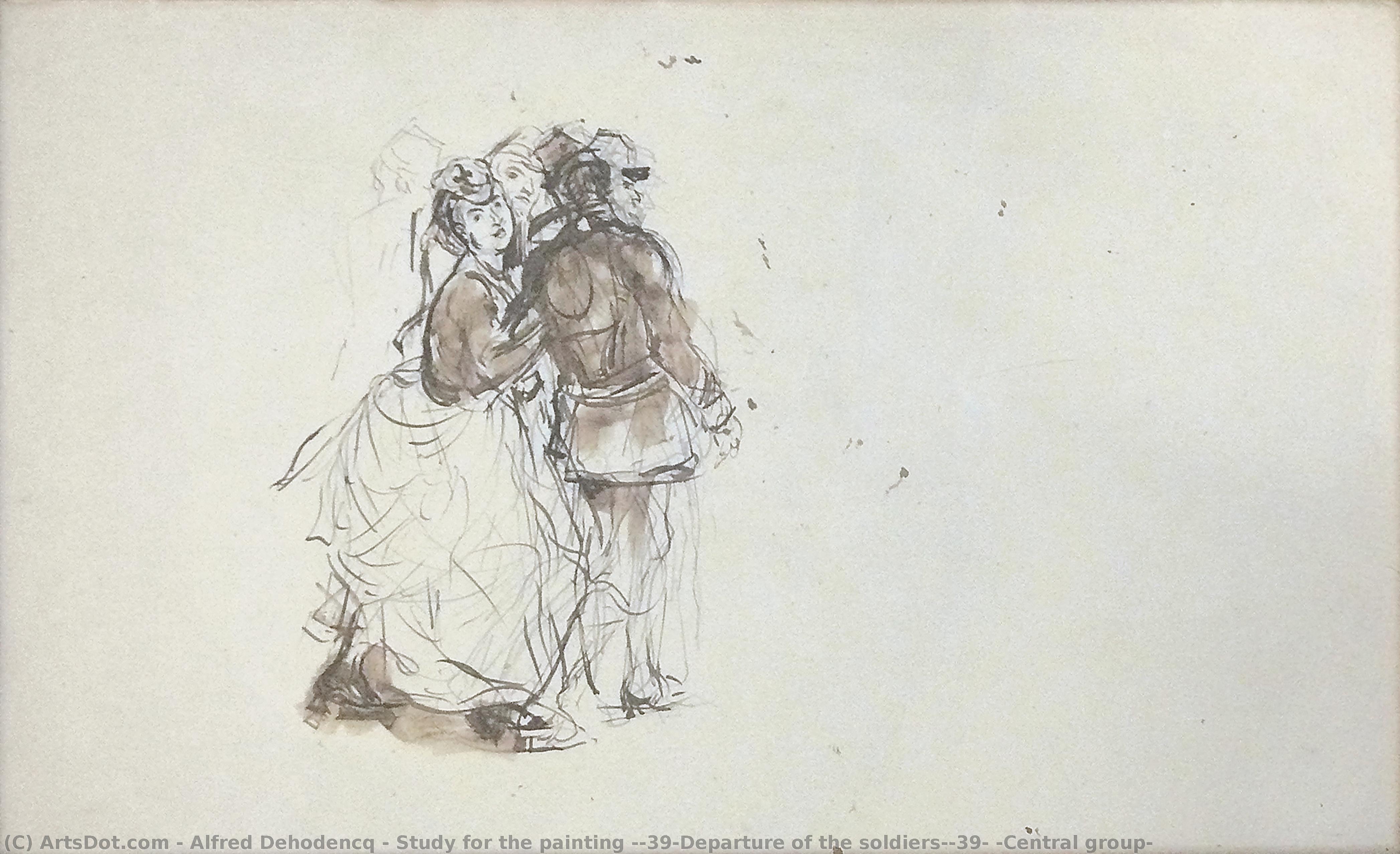 Study For The Painting 'departure Of The Soldiers' (central Group) — Alfred Dehodencq
