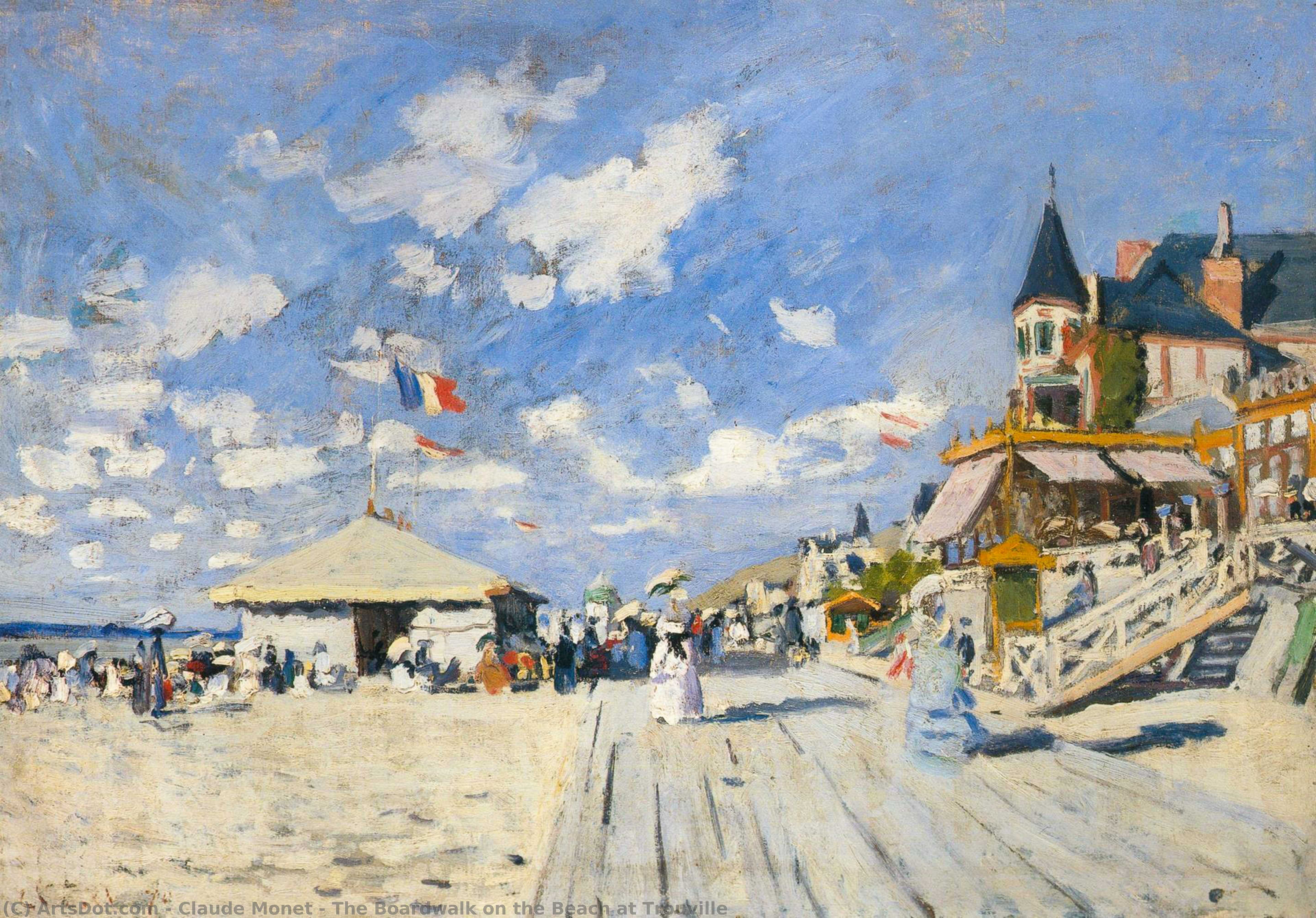 The Boardwalk On The Beach At Trouville — Claude Monet