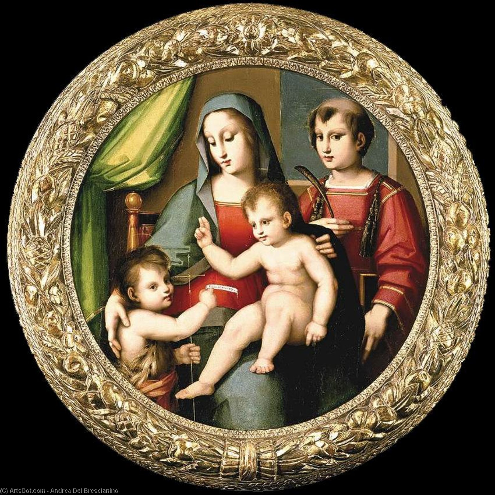 Madonna And Child With The Infant St John And St Peter Martyr — Andrea Del Brescianino