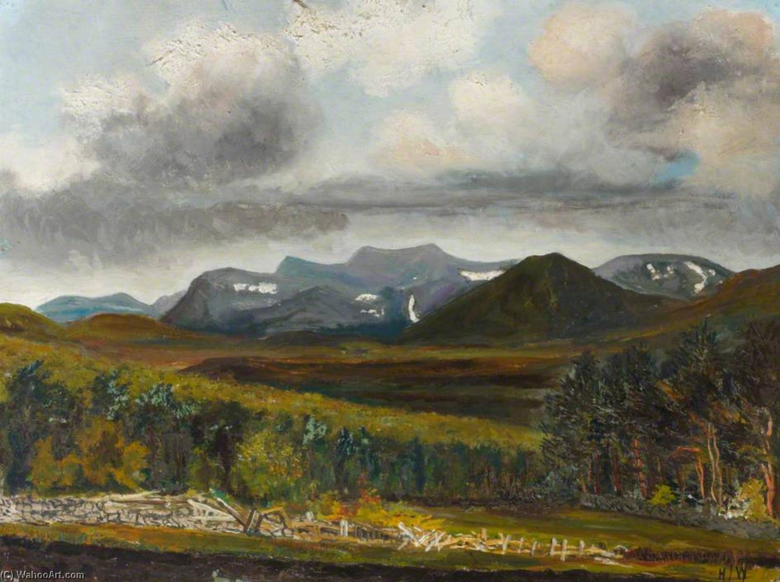 View Of The Cairngorms From The Ladies Turn, Dulman Bridge — Henry Joseph Wood