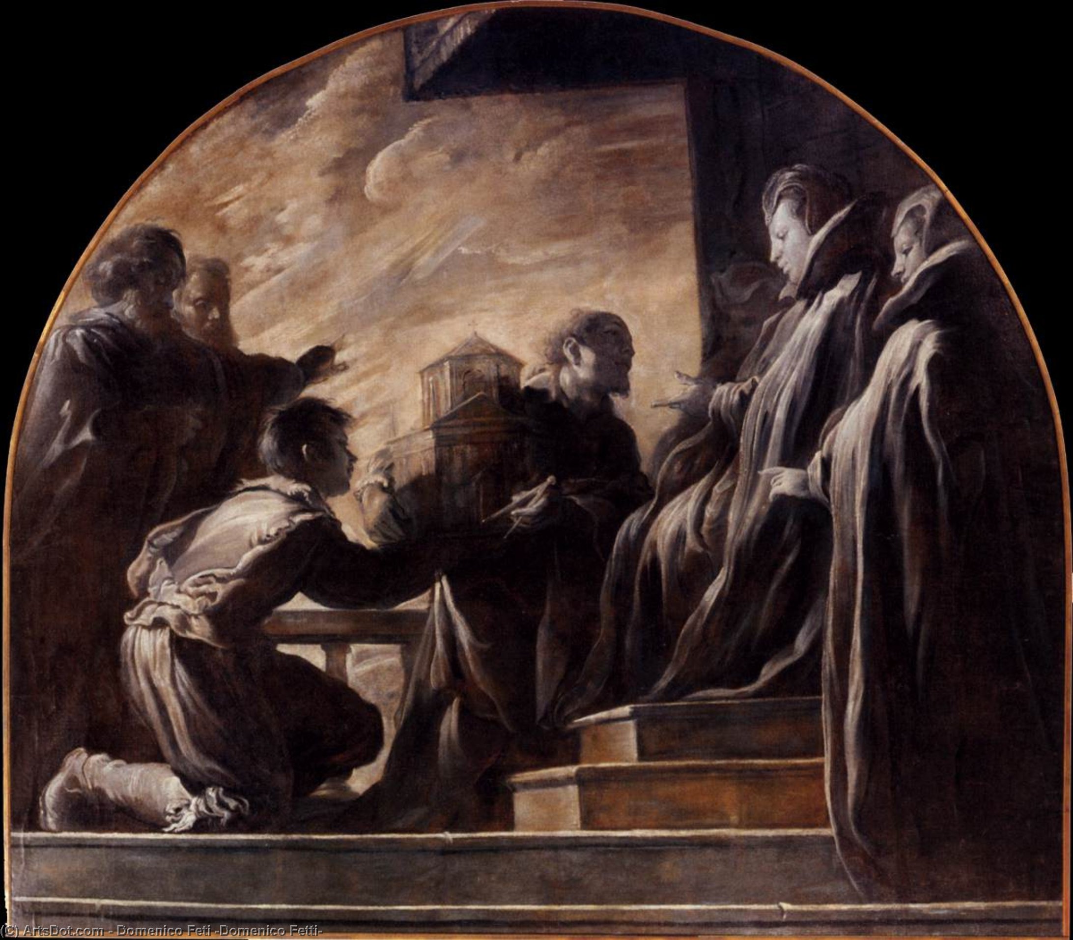 Margherita Gonzaga Receiving The Model Of The Church Of St Ursula — Domeniko Feti