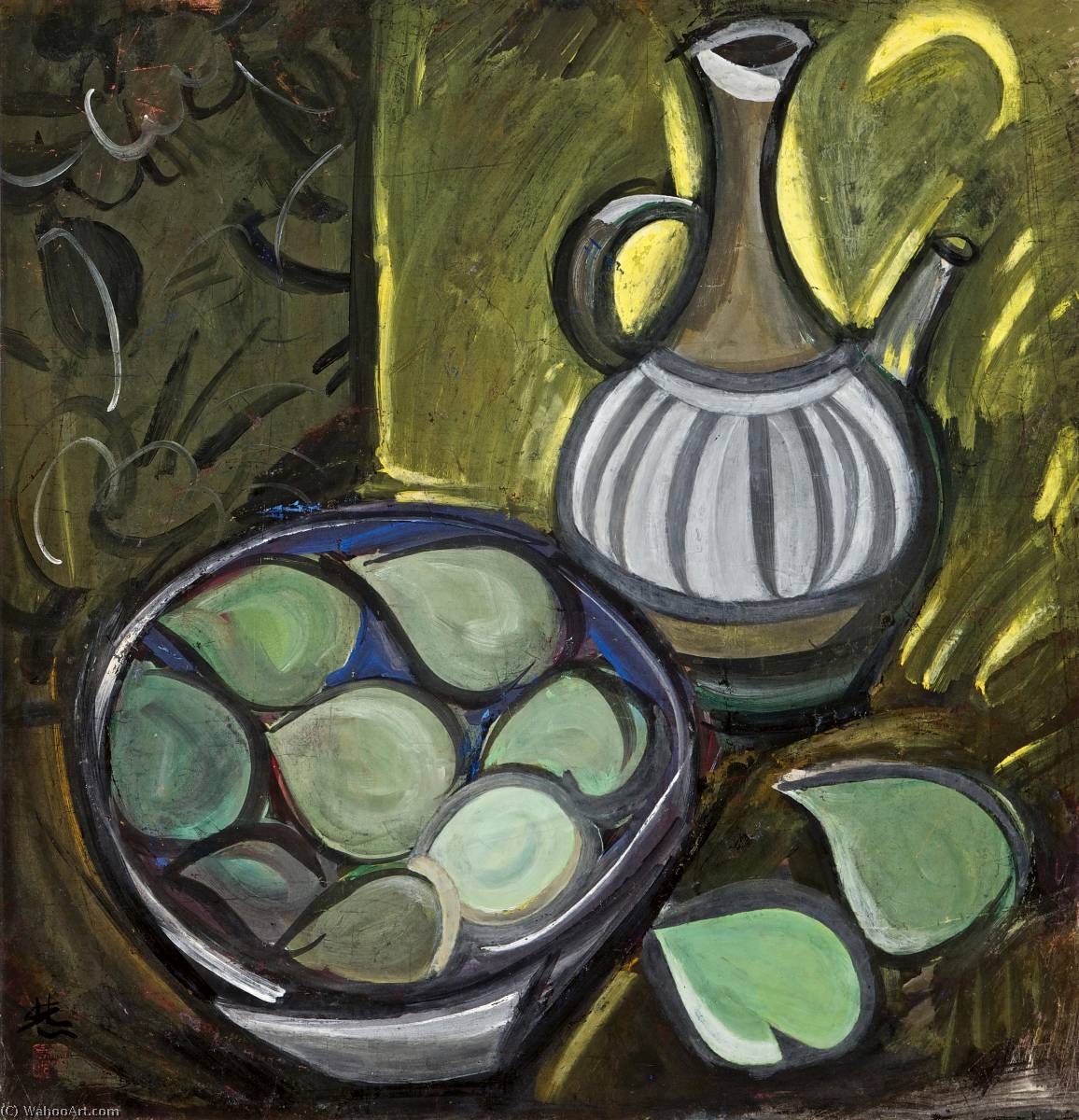 Vase And Fruits — Lin Fengmian Flying Geese Over The Lotus Pond