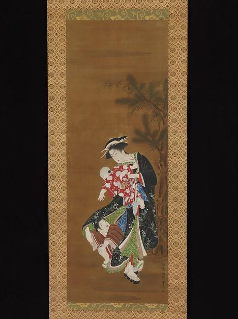 Mother And Children At The New Year — Utagawa Toyoharu