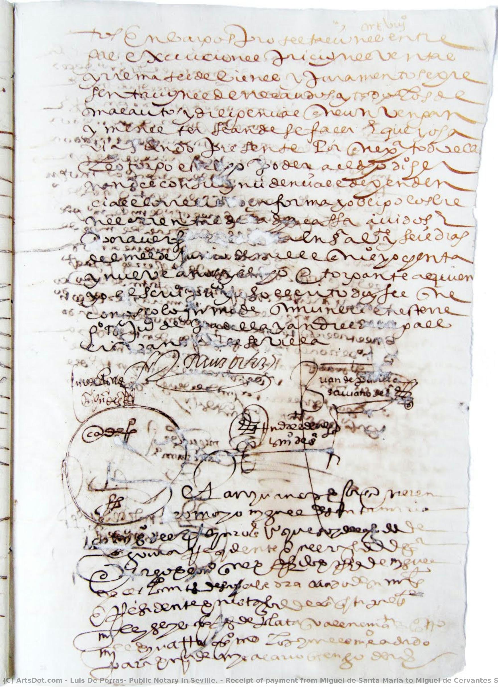 Receipt Of Payment From Miguel De Santa María To Miguel De Cervantes Saavedra. — Luis De Porras, Public Notary In Seville.