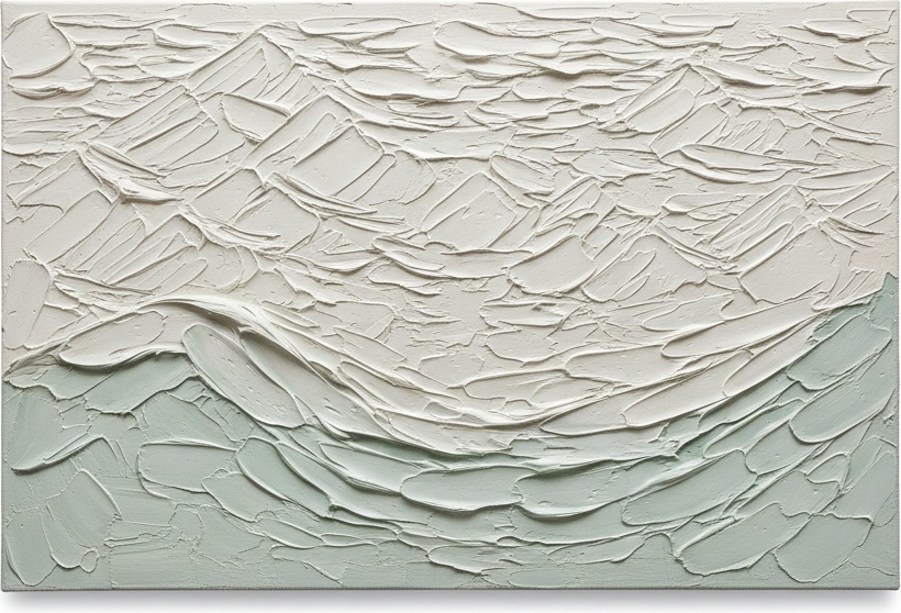 Ätherische Gezeiten Von Minze Und Weiß: Eine Skulpturale Studie In Serener Impasto — David Moreau