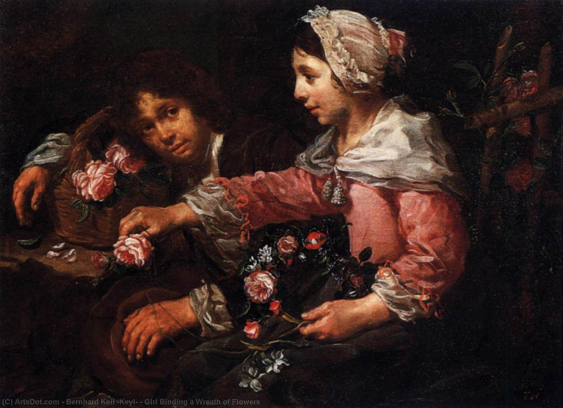 Girl Binding A Wreath Of Flowers — Bernhard Keil (keyl)