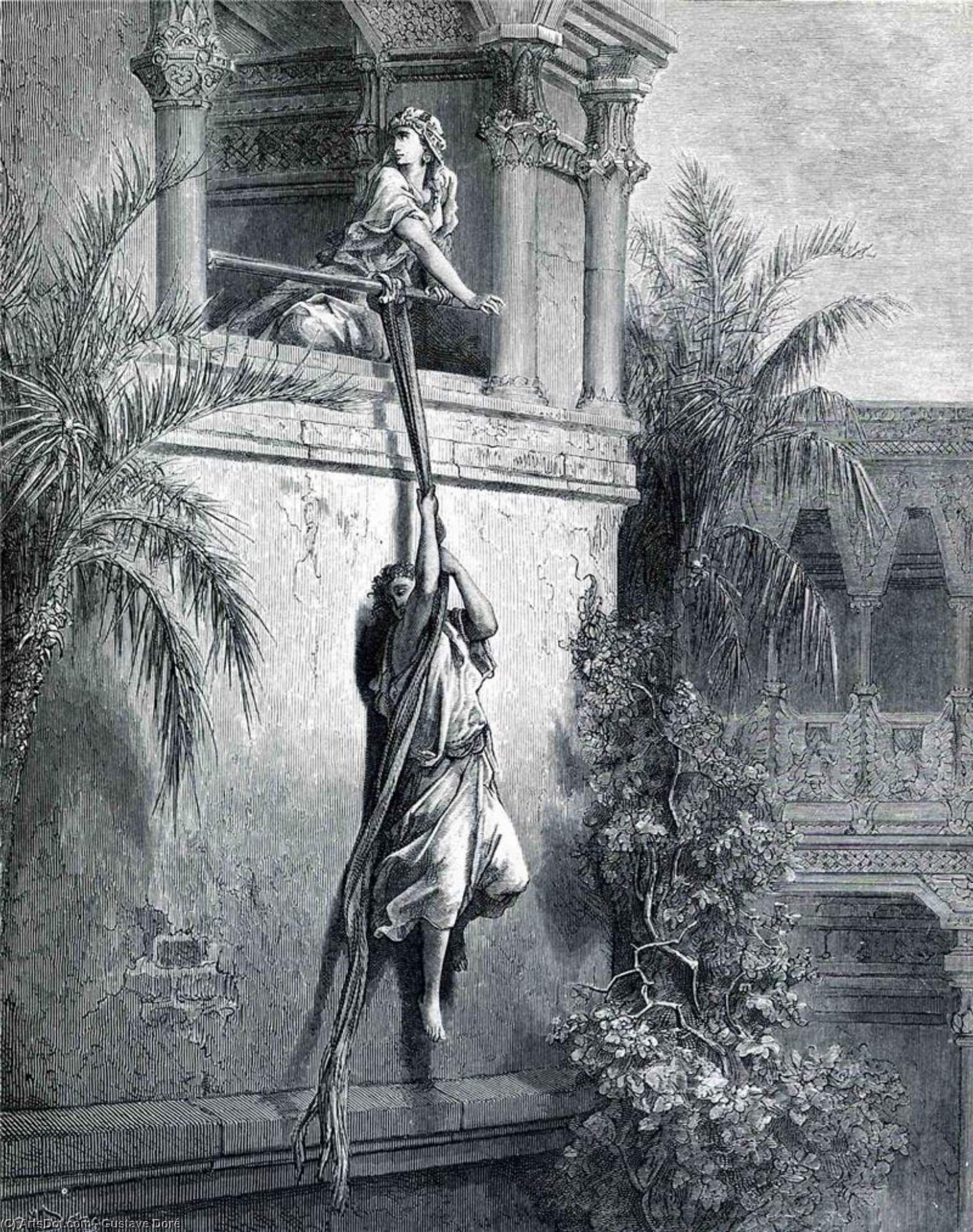 The Escape Of David Through The Window — Paul Gustave Doré
