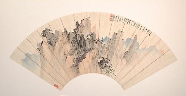 近代 張善子 黃山奇松圖 扇頁 Strange Pine In The Yellow Mountain — Zhang Shanzi