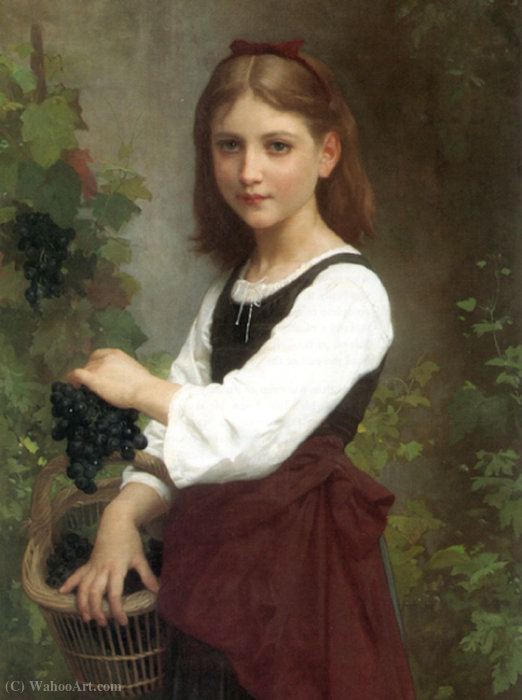Young Girl Holding A Basket Of Grapes — Elizabeth Jane Gardner Bouguereau