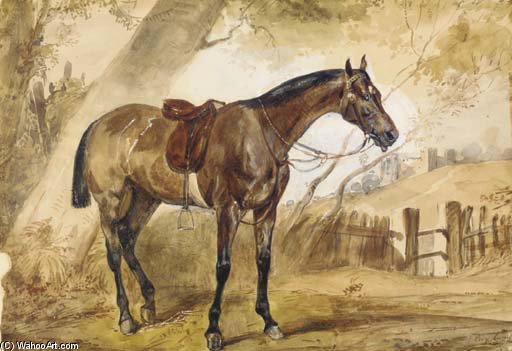A Horse In A Landscape Turned To The Right — Eugene Louis Lami