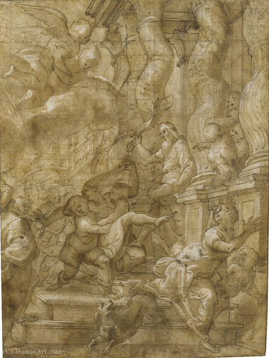 Women Being Chased Out Of A Temple — Giovanni Andrea Ansaldo