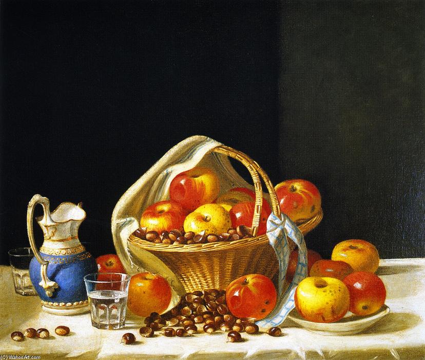 Still Life - Basket Of Apples And Chestnuts On A Table — John F Francis