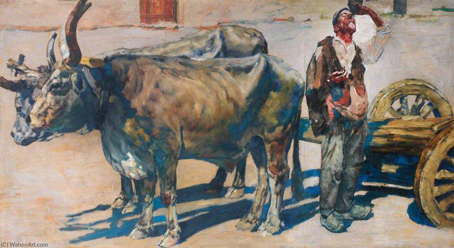 Man With Bullocks And Cart — Erich Wolfsfeld