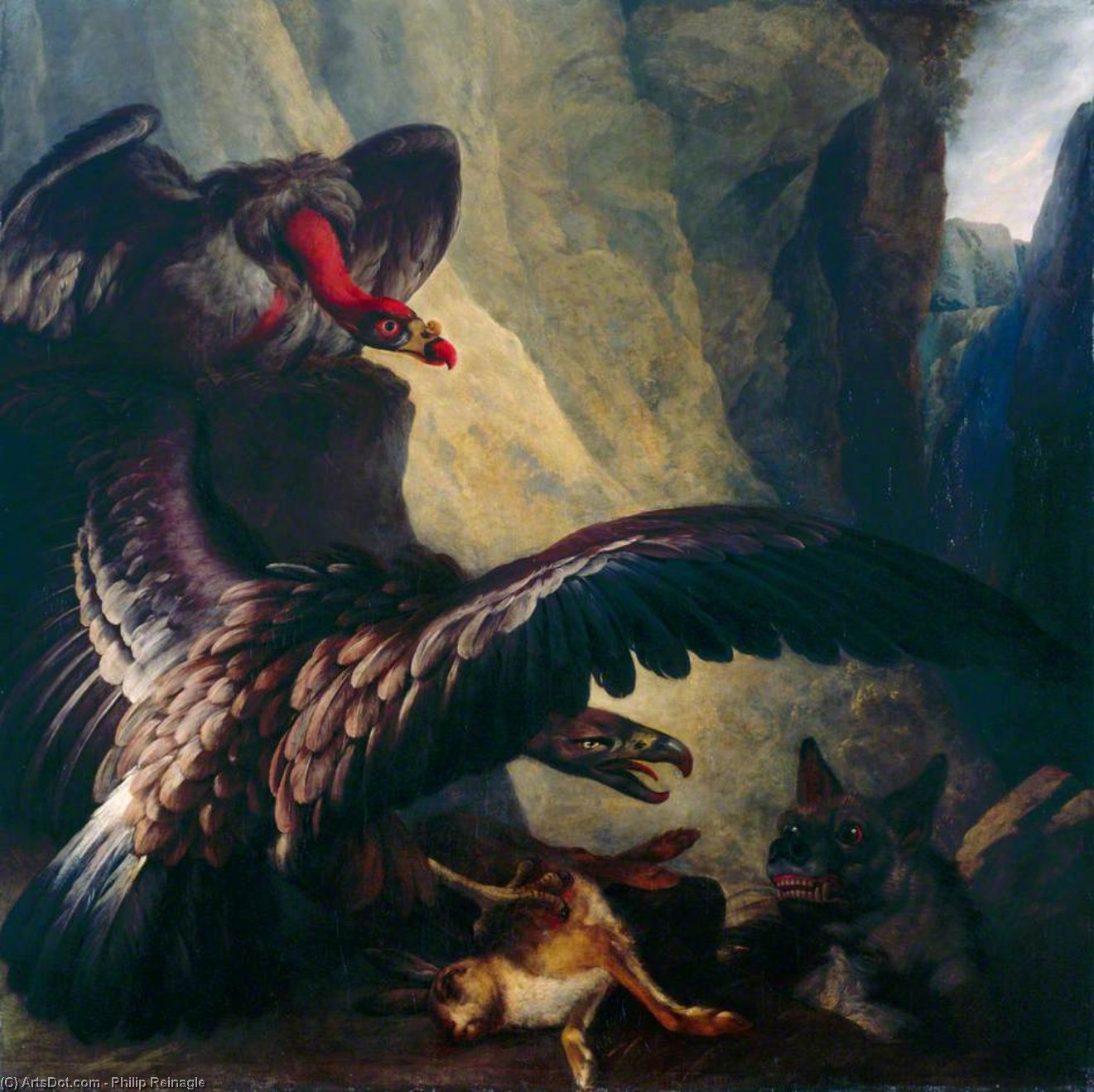 Adler Und Geier Im Streit Mit Einer Hyäne — Georg Philip Reinagle